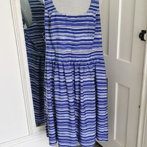 City Chic Blue and White Striped Midi Dress